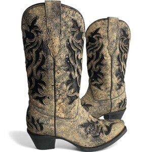 Corral Leather Western Cowgirl Snip Toe Glitter Boots Women's 7